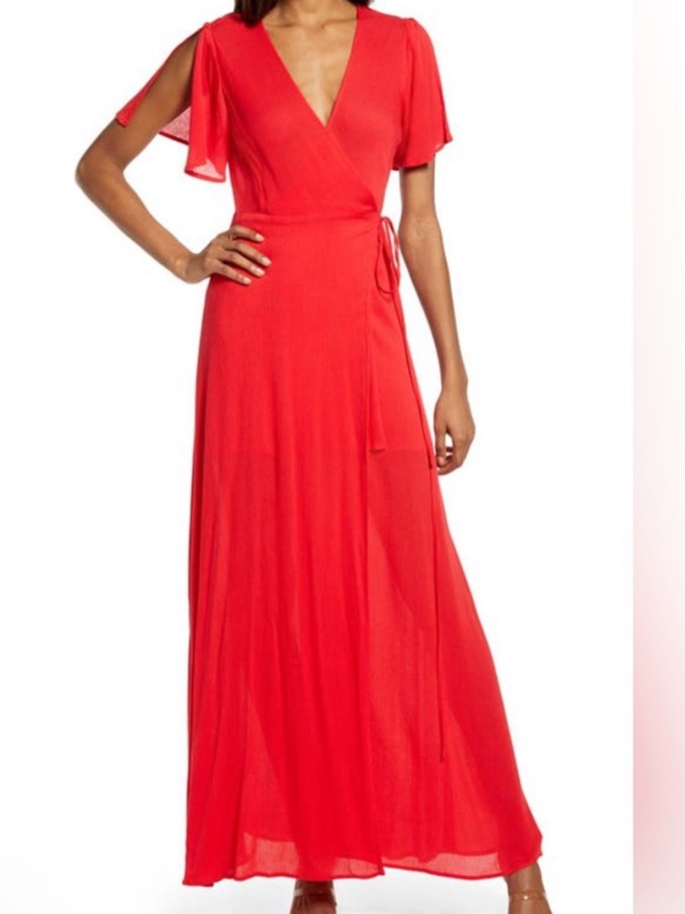 Lulu's Vibrant Red Wrap Dress